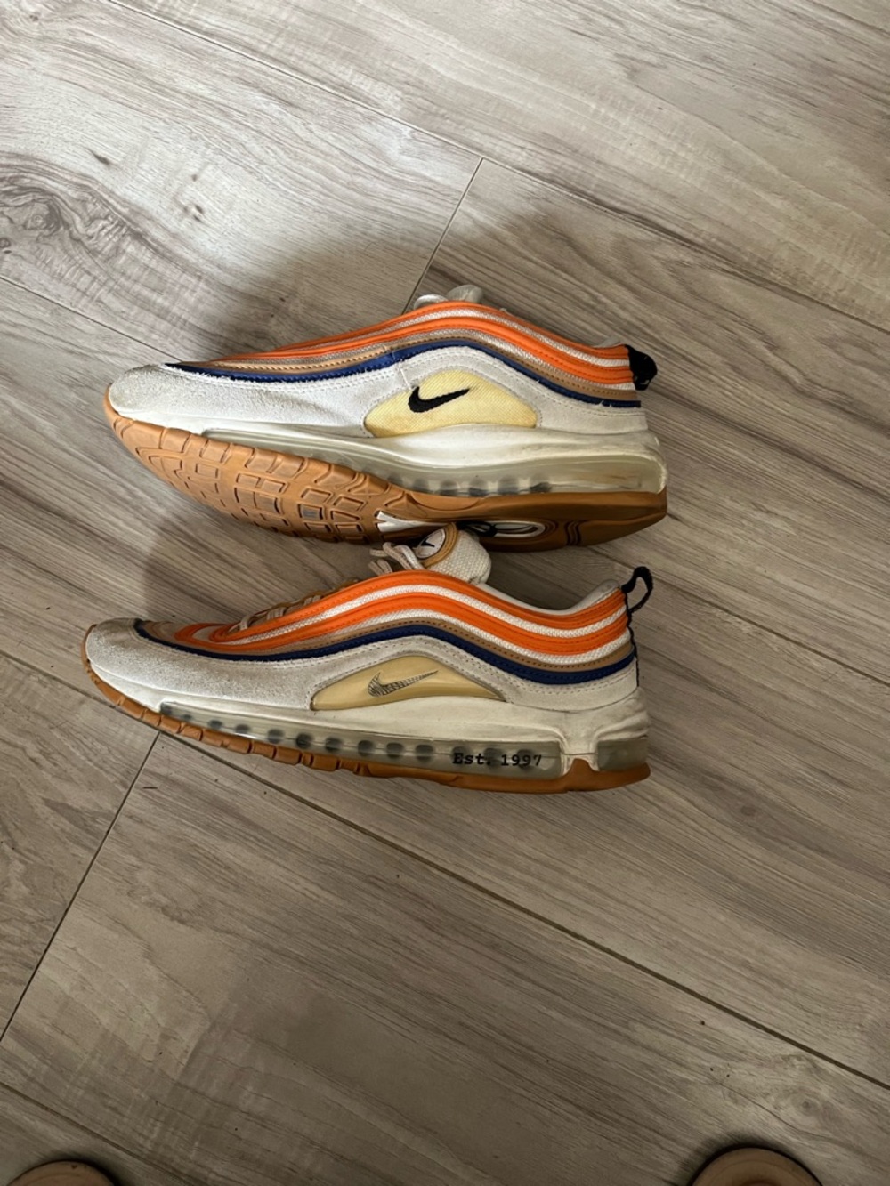 Nike Air Max 97 White and Orange Shoes